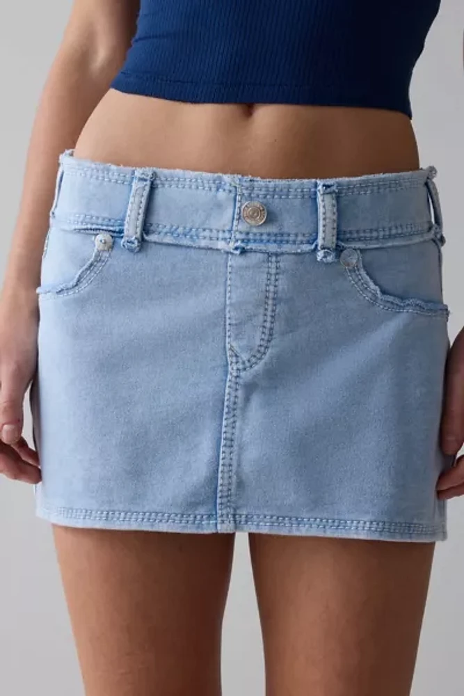 True Religion Washed Raw Edge Big T Mini Skirt