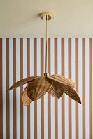 Palm Leaf Rattan Flush Mount Pendant Light