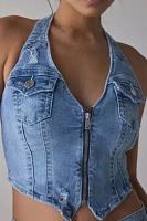 True Religion Zip Denim Halter Top
