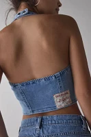 True Religion Zip Denim Halter Top