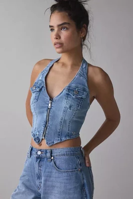 True Religion Zip Denim Halter Top