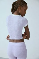 Out From Under Bella Seamless Knit Lace Trim Scoop Neck Crop Tee