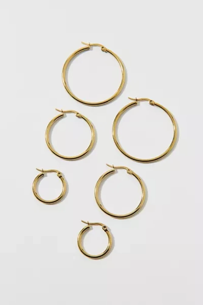 Waterproof Thin Hoop Earring Set