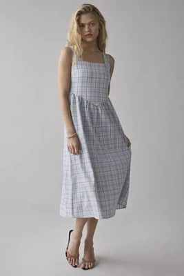Daisy Street V-Waist Seam Gingham Midi Dress