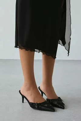 Azalea Wang Ayleena Bow Satin Mule Heel