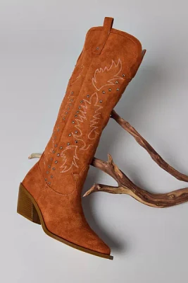 Azalea Wang Beckett Studded Suede Cowboy Boot