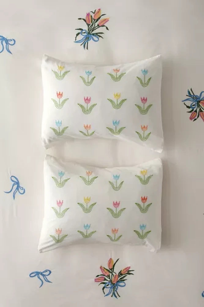 Tulip Icon Embroidered Sham Set