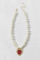 Aphrodite Rhinestone Heart Pearl Necklace