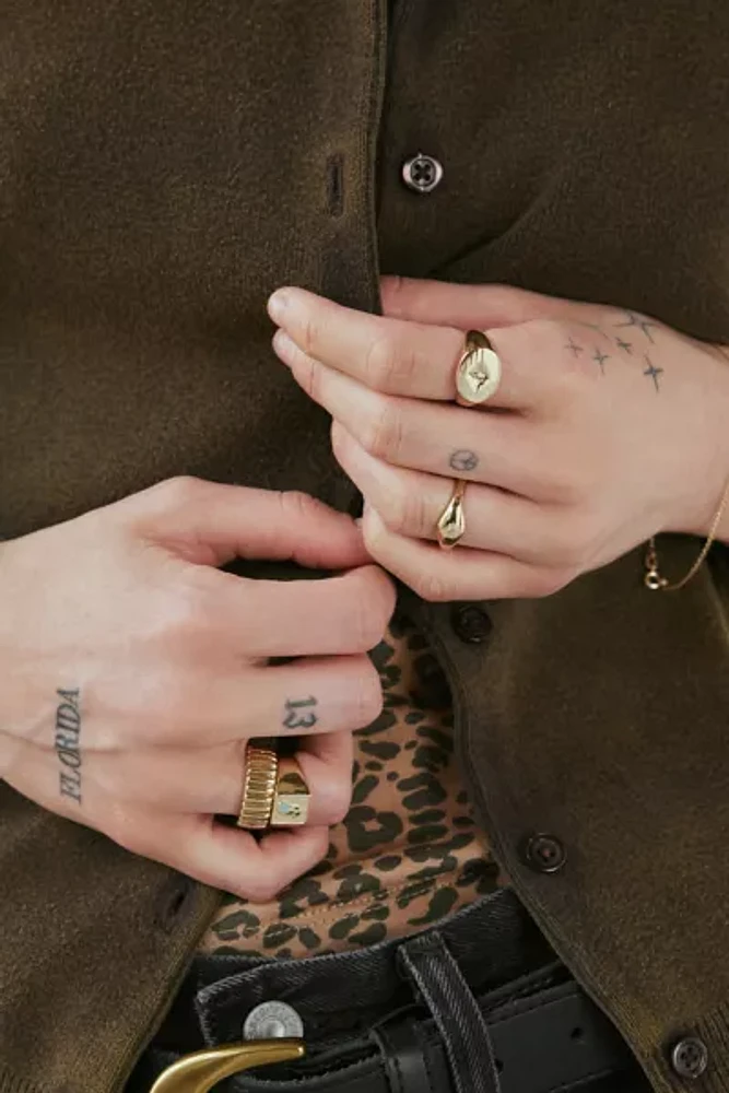Forget Me Not 4-Piece Signet Ring Set
