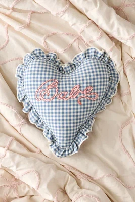 Babe Embroidered Slogan Text Ruffle Heart Shaped Throw Pillow