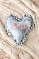Babe Embroidered Slogan Text Ruffle Heart Shaped Throw Pillow