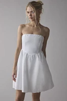 Glamorous Strapless V-Waist Cotton-Blend Mini Dress