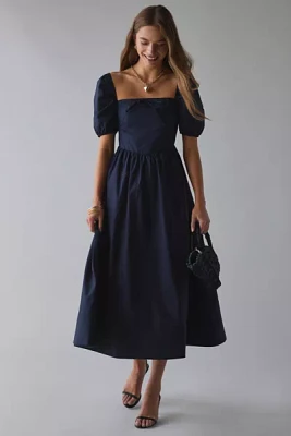 Glamorous Square-Neck Puff Sleeve Cotton Midi Dress