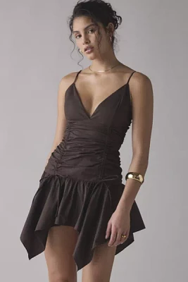 Glamorous Ruched Drop Waist Hanky Hem Mini Dress