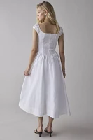 Glamorous White Cotton-Blend Drop-Waist Midi Dress