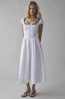 Glamorous White Cotton-Blend Drop-Waist Midi Dress