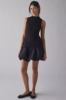Glamorous High-Neck Drop Waist Bubble Hem Mini Dress