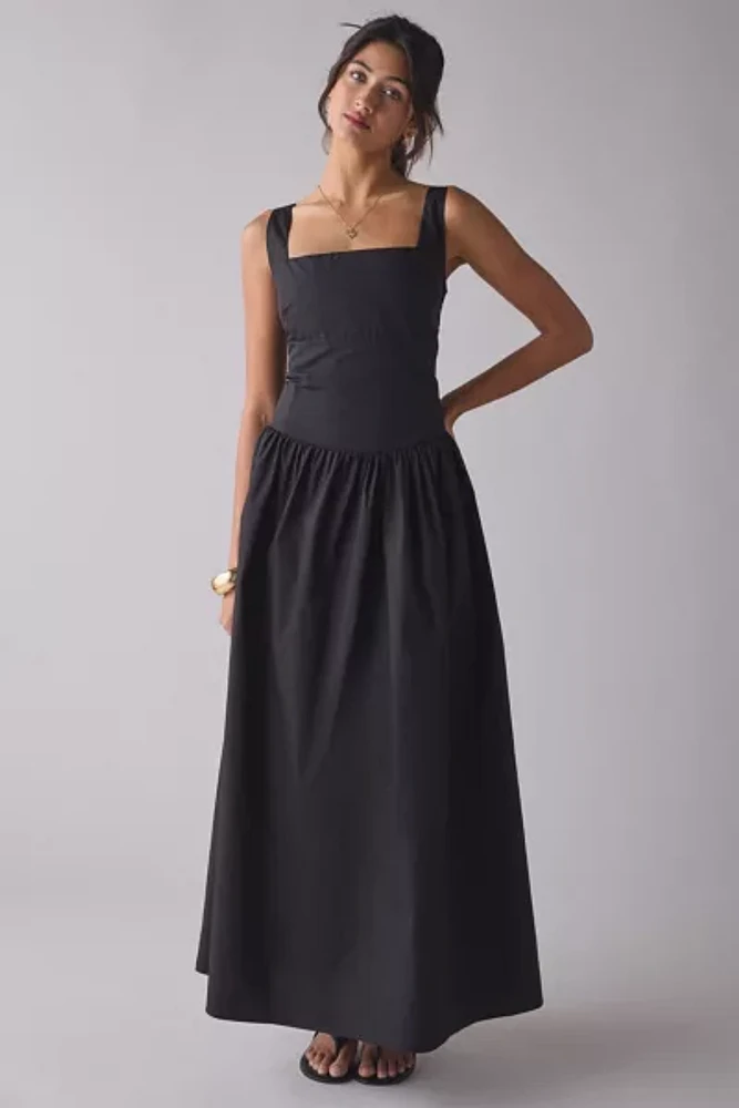 Glamorous Drop Waist Open Tie-Back Bow Maxi Dress
