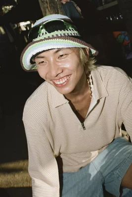 Wyeth Stripe Pattern Knit Bucket Hat