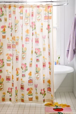 Jar-Din Floral Patterned Shower Curtain