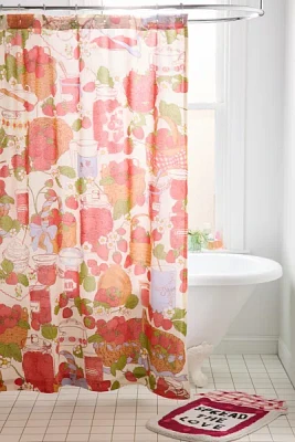 Sweet Strawberry Patterned Shower Curtain