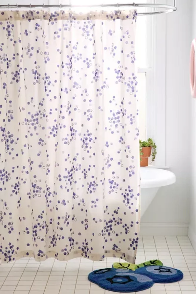 Blueberry Patch Patterned Shower Curtain