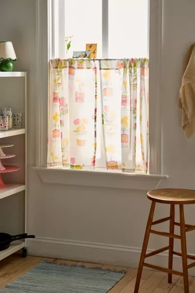 Jar-Din Floral Pattern Café Curtain Set