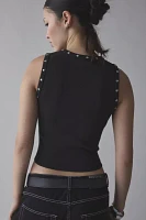 The Ragged Priest Embroidered Graphic Rivet Vest Top