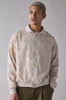 AJOBYAJO Fringe Check Cardigan