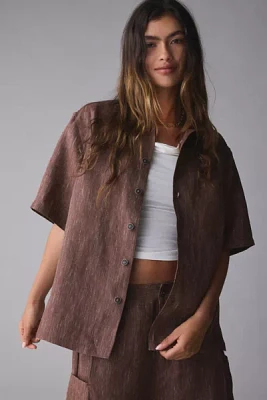 FRIED RICE Textured Linen Short Sleeve Shirt
