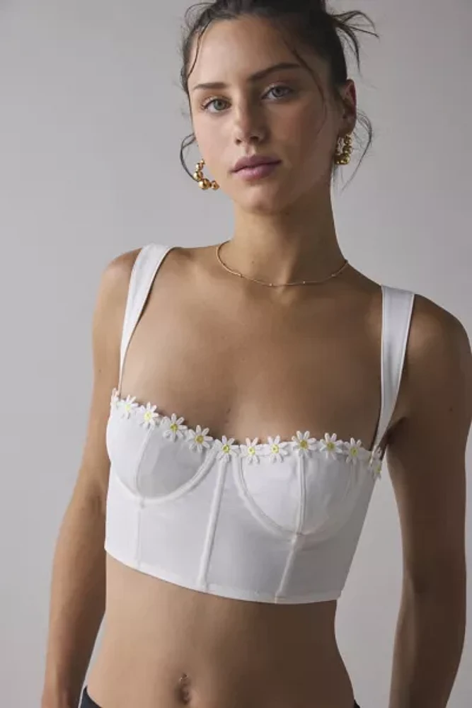 Out From Under Gillian Daisy Applique Corset Bra Top