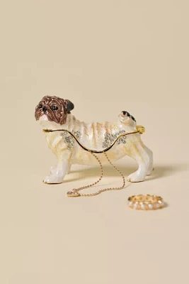 Pug Enameled Lidded Trinket Box