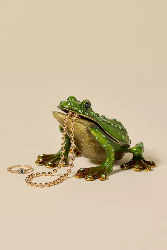 Frog Enameled Lidded Trinket Box