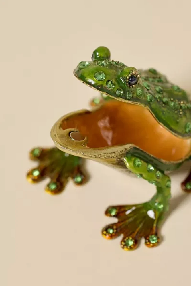 Frog Enameled Lidded Trinket Box