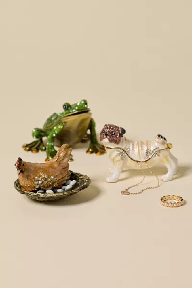 Frog Enameled Lidded Trinket Box