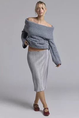 ReMADE By UO Remnants Shimmer Knee Length Skirt