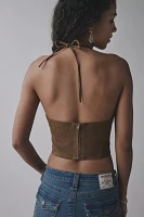 UO Teya Studded Faux Suede Halter Top