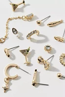 Uptown Party Rhinestone Post & Hoop Earring Set