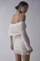 AFRM Fay Polka Dot Mesh Off-The-Shoulder Mini Dress