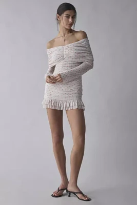 AFRM Fay Polka Dot Mesh Off-The-Shoulder Mini Dress