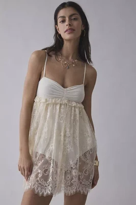 AFRM Aria Sheer Lace Babydoll Mini Dress