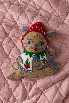 Strawberry Cat Shape Tufted Throw Pillow