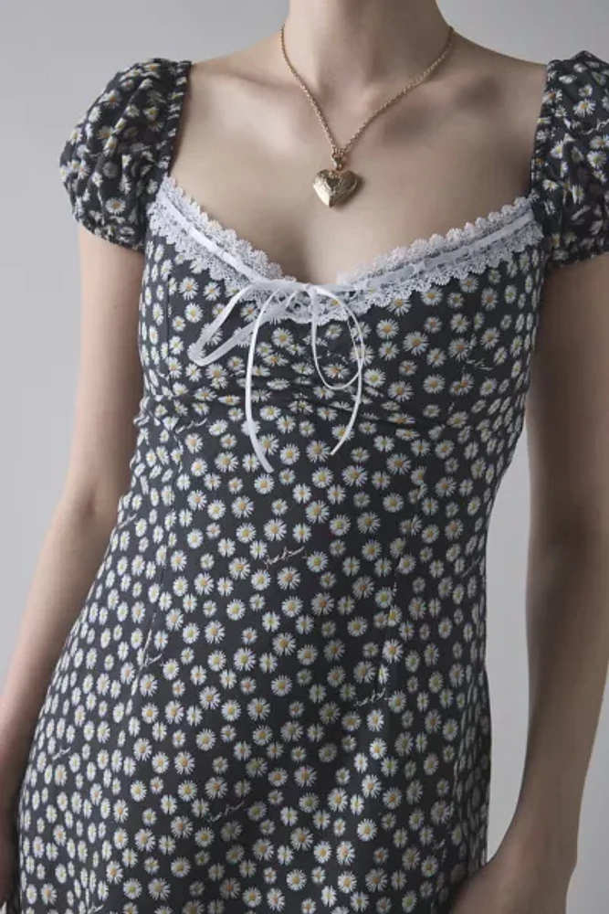House Of Sunny Ditsy Daisy Milkmaid Mini Dress