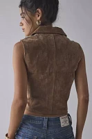 UO Ryley Suede Zip-Front Vest Top