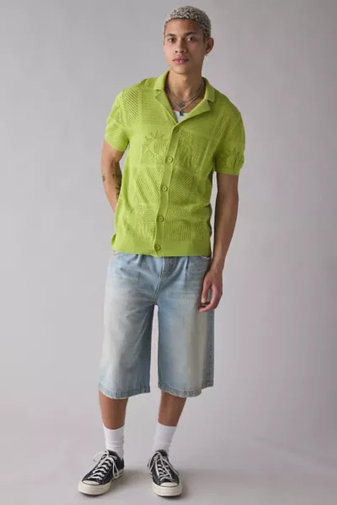 Pas de Mer Not Long Time Knit Button-Down Shirt