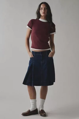 BDG Bookworm Pleated Denim Midi Skirt
