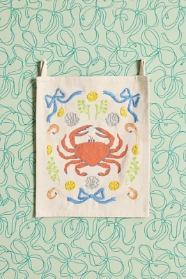 Fancy Crab Embroidered Flag Tapestry