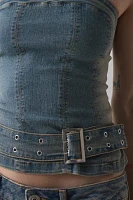Silence + Noise Mia Belted Buckle Denim Tube Top