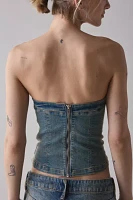 Silence + Noise Mia Belted Buckle Denim Tube Top