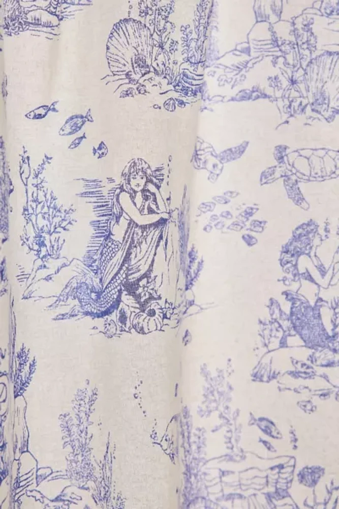 Mermaid Toile Patterned Shower Curtain